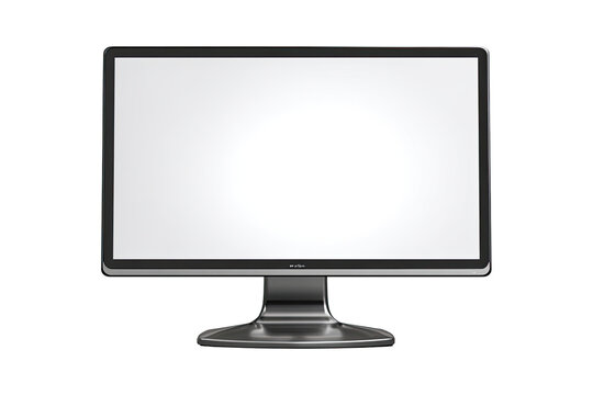 Front view of a gray computer monitor with blank screen
