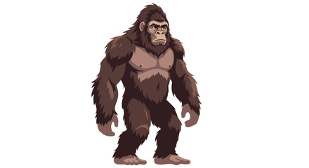 Illustration of a prehistoric ape-like creature standing upright with a serious expression and detailed fur texture