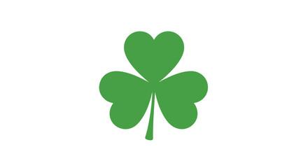 Simple Green Four-Leaf Clover Icon Representing Luck and Nature in Minimalist Design