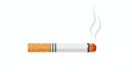 Minimalistic Illustration of a Cigarette Showing Smoke Rising in a Simplified Style with Neutral Colors