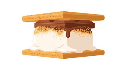 Delicious Ice Cream Sandwich with Chocolate and Vanilla Components in a Minimalist Digital Illustration