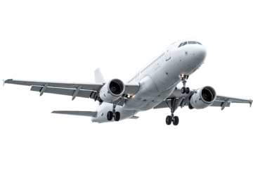 White commercial jet airliner in flight