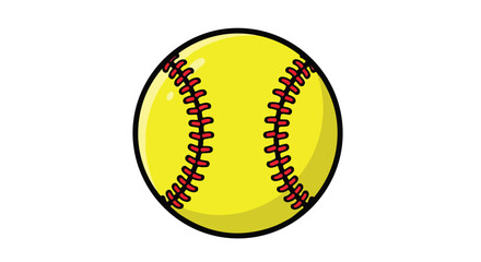 Close-up of a Bright Yellow Softball with Red Stitching Highlighting its Texture and Design for Sports Enthusiasts and Athletic Activities