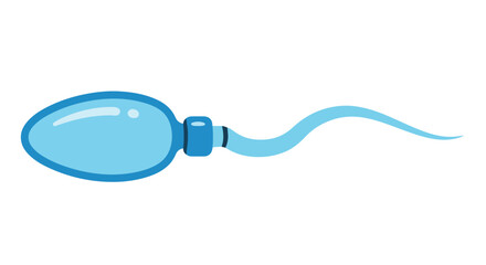 Illustration of a classic blue rubber balloon with a long stream of air escaping in a minimalist style suitable for educational or playful design