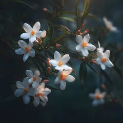 White Petal Flower Blooming with Yellow Center in Natural Setting
