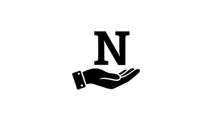 Abstract logo concept featuring a supportive hand gesture and the initial N, a minimalist icon