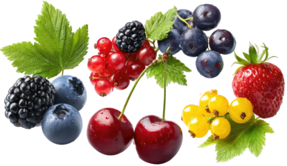 Close-up of various berries and cherries
