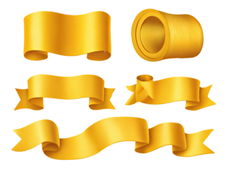 Collection of gold ribbons and scrolls