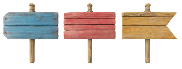 Three weathered wooden directional signs (1)