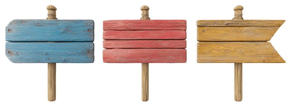 Three weathered wooden directional signs (1)