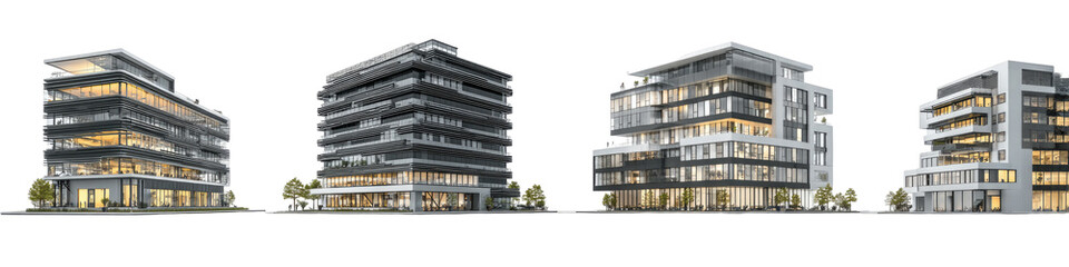 Obraz premium Four modern apartment buildings