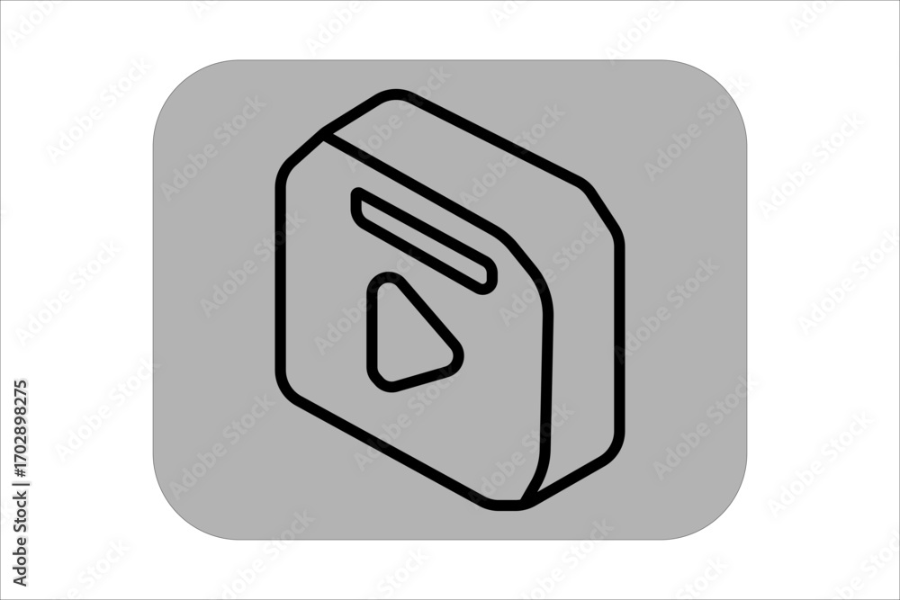 Poster this image shows an isometric icon with a 3d-style outline. the icon is placed on a gray rounded-squ