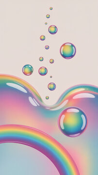 Minimal Rainbow Wave with Rising Bubbles and Wide Negative Space