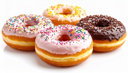 Delicious Donuts With Icing Isolated On White