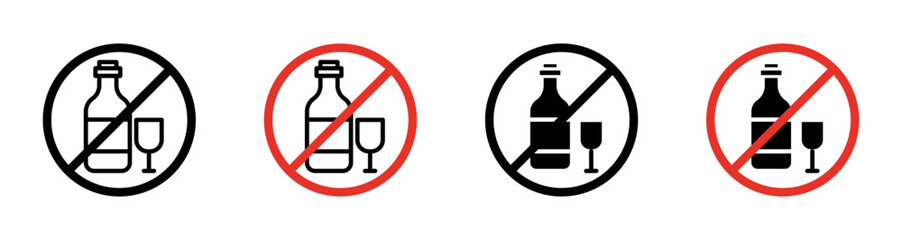 No alcohol sign vector graphics collection on white background