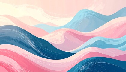Abstract landscape with flowing, pastel colors