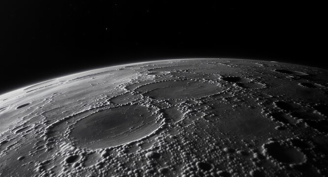 High-resolution image of a celestial bodys surface, showing craters and texture, ideal for science, space, and astronomy projects