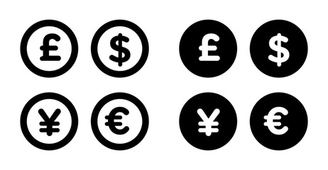 Money icons vector graphics collection on white background
