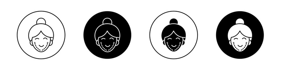 Facelifting procedure icons vector graphics collection on white background