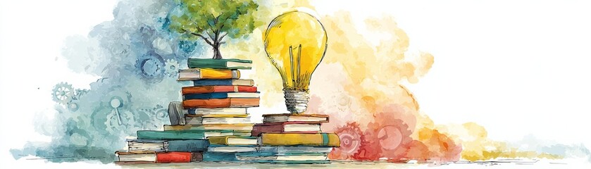 Learning and Development Month. A creative illustration blending books with a light bulb, symbolizing knowledge, inspiration, and the power of ideas.