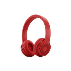 Red headphones isolated on transparent background
