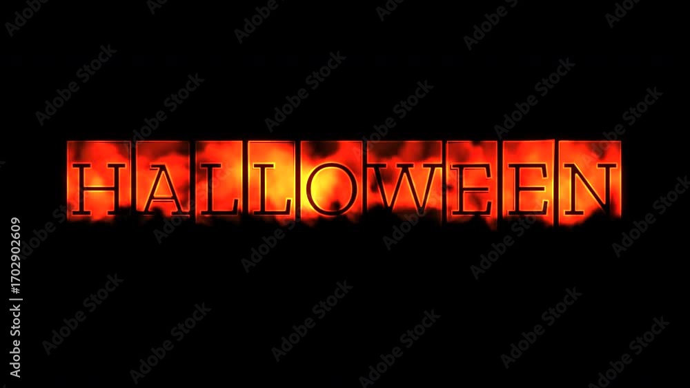 Poster halloween word animation in flames with transparent background alpha channel prores 4444