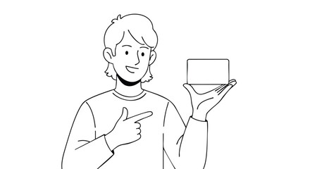 Minimalist Illustration of a Person Holding an Object for Presentation Purposes