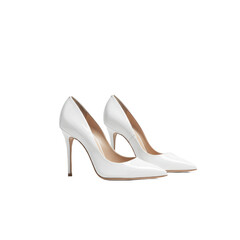 White high heel shoes isolated on transparent background