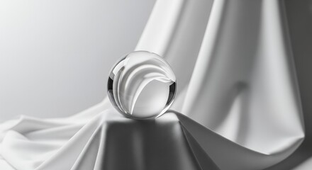 Glass Sphere on Draped Fabric Abstract Minimalist Still Life Photography