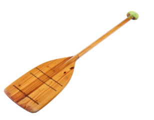 Single kayak paddle on a white background.