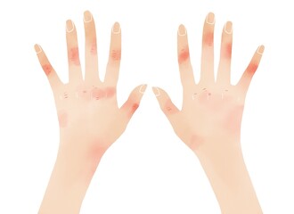 水彩風　両手のあかぎれ　イラスト