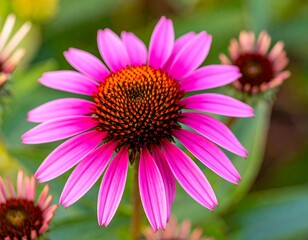 Fototapeta premium Close-up of a vibrant pink coneflower