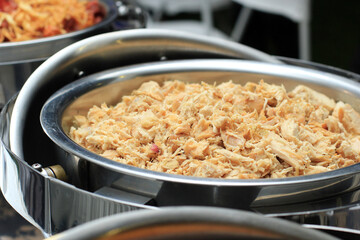 Ayam Suwir on Serving Tray for Catering Service