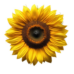 Vibrant yellow sunflower with detailed petals and dark center isolated on transparent background