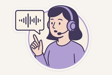 Professional female customer service representative wearing headset delivering technical support while communicating with clients through audio visual communication technology demonstrating