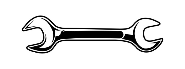 Wrench Icon  Vintage Black and White Mechanic Design