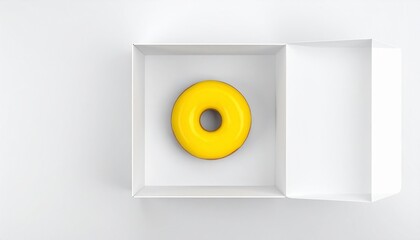 Yellow Donut In Box, Top View.
