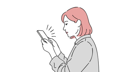 Focused young woman engrossed in social media content on her smartphone, connecting and engaging online