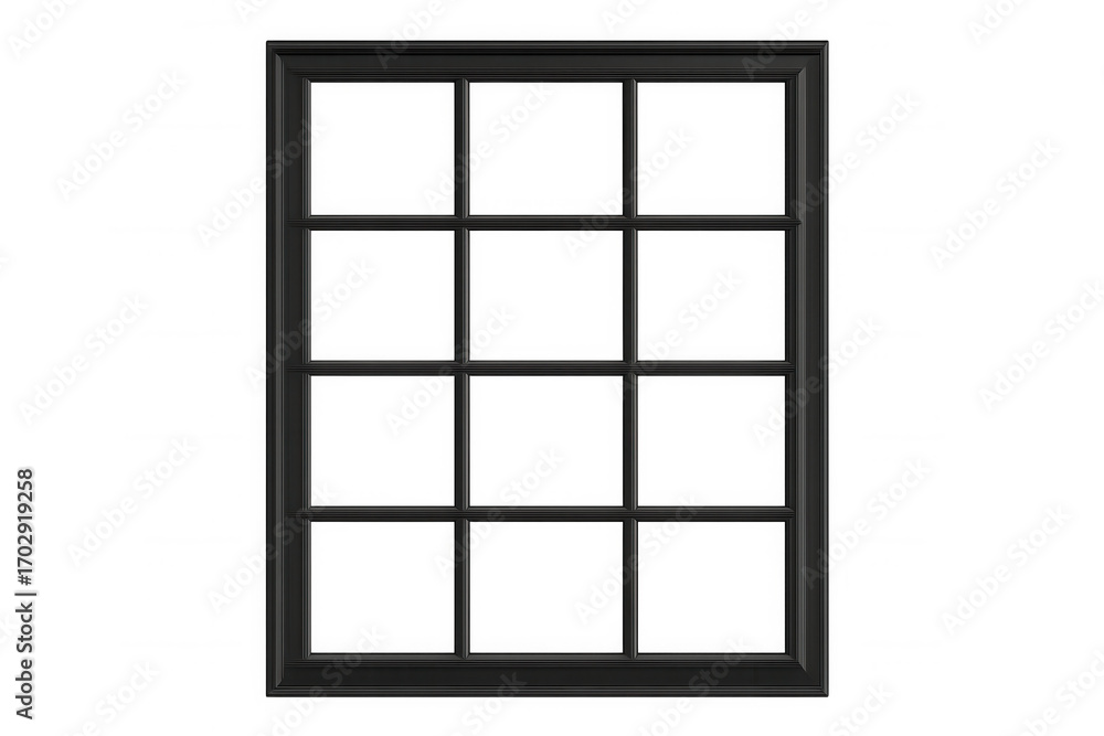 Poster black window frame with transparent background offering versatile use in architectural visualization