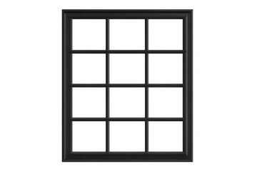 Black window frame with transparent background offering versatile use in architectural visualization and graphic design projects