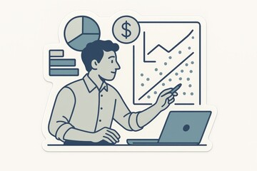 Analytical professional engaged in data interpretation illustrating market trends with graphs and charts emphasizing financial growth strategy and informed decision making