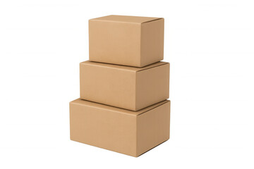 Obraz premium Cardboard packaging boxes pyramid-stacked, showcasing shipping and logistics storage solution against transparent backdrop
