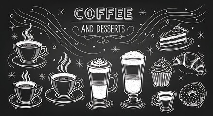 Chalkboard Coffee and Desserts Menu Design.
