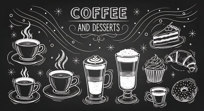 Chalkboard Coffee and Desserts Menu Design.