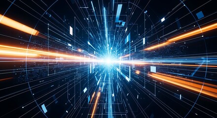 Abstract Technology Speed Lines with Data Flow.