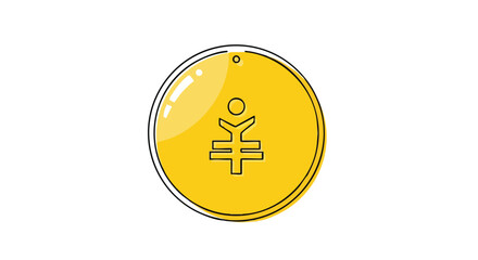 Dynamic yen currency symbol on vibrant golden coin, representing financial growth and global commerce