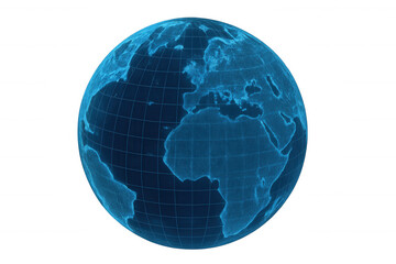 Spinning azure world map highlighting european and african landmasses, representing international communication and geographic interconnectedness
