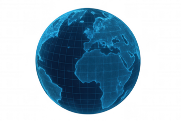 Spinning azure world map highlighting european and african landmasses, representing international communication and geographic interconnectedness