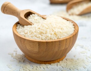 Wooden bowl of white rice (1)