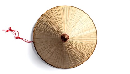 Top-down view of a conical straw hat